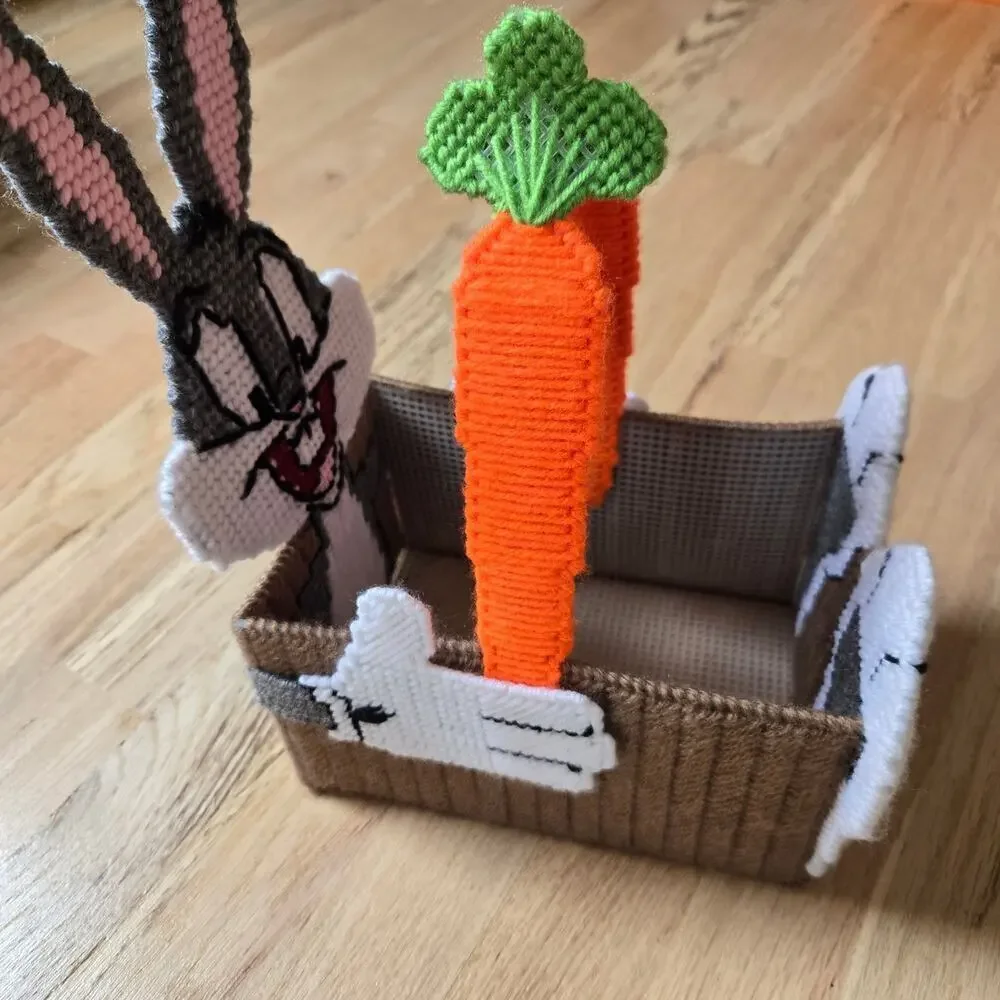 Plastic Yarn Looney Tunes Bugs Bunny Basket Easter Bunny Carrots